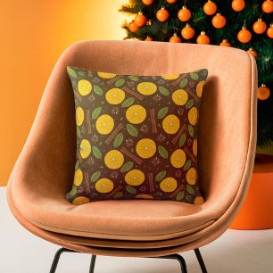 Christmas mulled wine spicy brown throw pillow