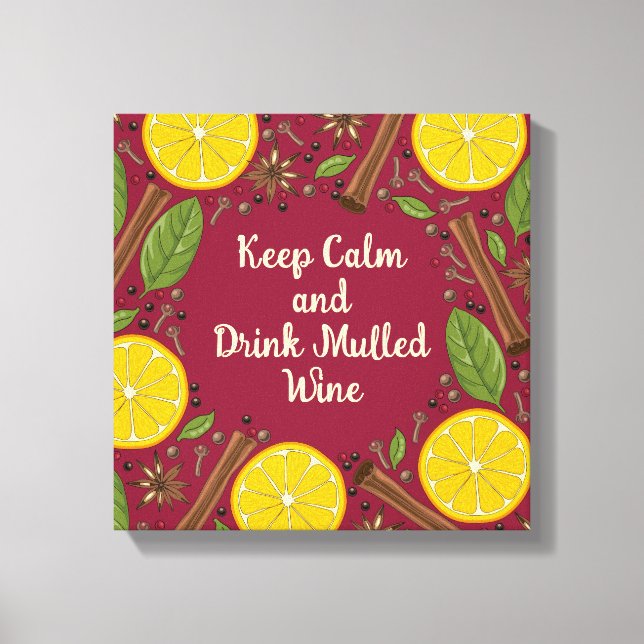 Christmas mulled wine spicy burgundy canvas print (Front)
