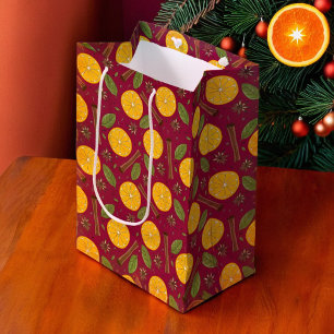 Christmas mulled wine spicy burgundy medium gift bag