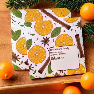 Christmas mulled wine spicy pattern white envelope