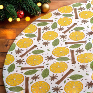 Christmas mulled wine spicy white brushed polyester tree skirt