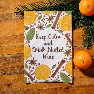 Christmas mulled wine spicy white kitchen towel