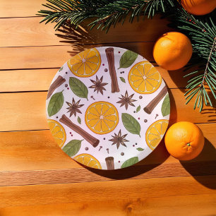 Christmas mulled wine spicy white paper plate