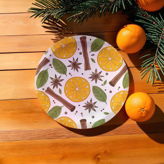 Christmas mulled wine spicy white paper plate