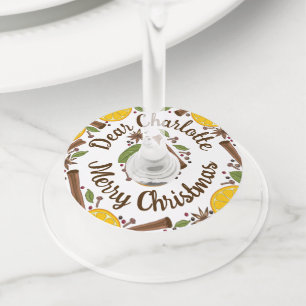 Christmas mulled wine spicy white Person Name Glass Tag