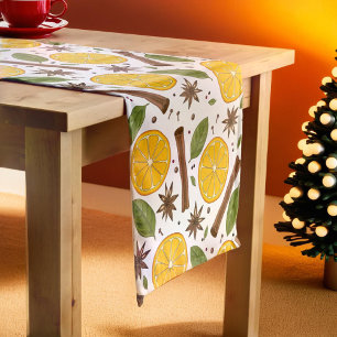 Christmas mulled wine spicy white short table runner