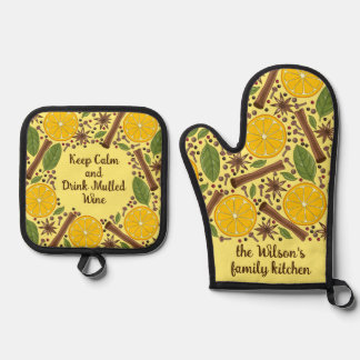 Christmas mulled wine spicy Yellow Oven Mitt & Pot Holder Set