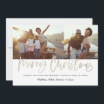 Christmas multi photo modern silver script chic holiday card<br><div class="desc">Bold modern silver and white script script text,  multi photo Christmas holiday card. With star burst backer design. Available in different colours.</div>