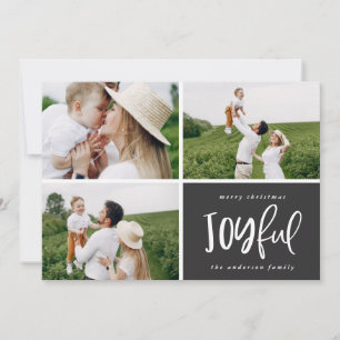 Christmas multi three photo family modern joyful holiday card
