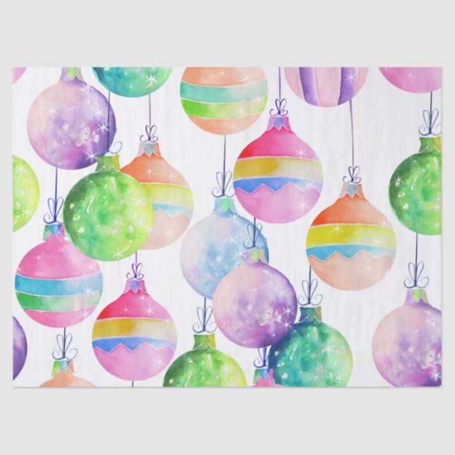 Christmas Multicolor Ornaments Tissue Paper (Front)