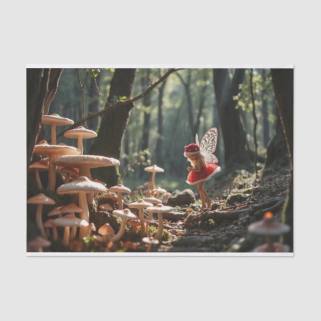 Christmas Mushroom Fairy Decoupage Tissue Paper (Front)