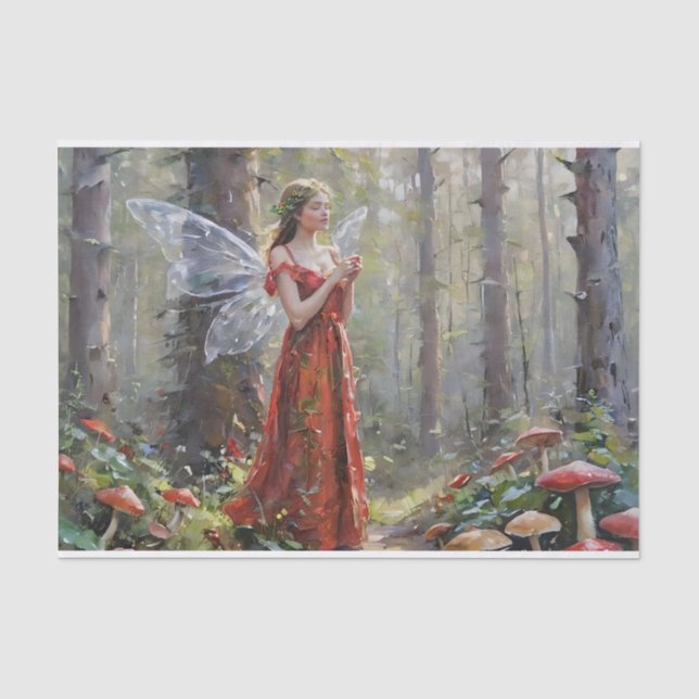 Christmas Mushroom Fairy Decoupage Tissue Paper (Front)