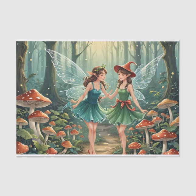 Christmas Mushroom Fairy Decoupage Tissue Paper (Front)