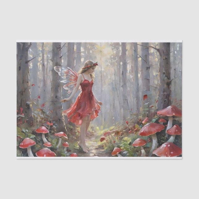 Christmas Mushroom Fairy Decoupage Tissue Paper (Front)