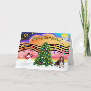 Christmas Music 2 - Basset Hound Holiday Card