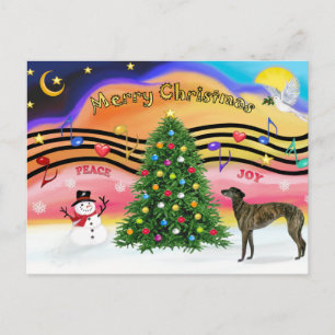 Christmas Music 2 - Greyhound (brindle 8) Holiday Postcard