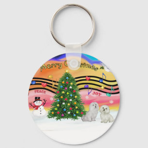 Christmas Music 2 - Maltese (two) Keychain