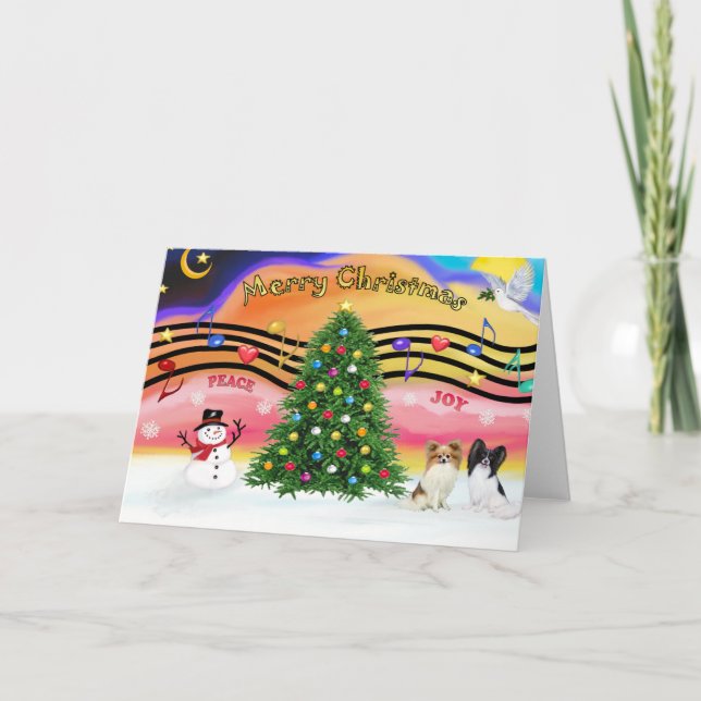 Christmas Music 2 - Papillons (two) Holiday Card (Front)
