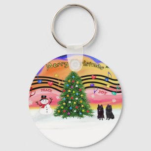 Christmas Music 2 - Schipperke (two) Keychain