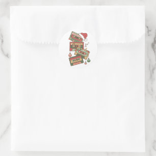 Christmas Music Cassette Tapes Classic Round Sticker