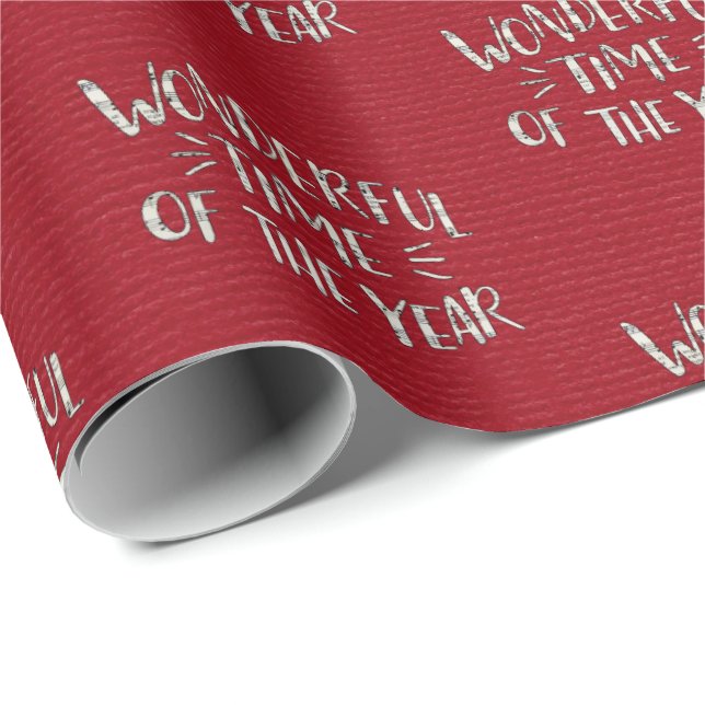 Christmas music greeting on red wrapping paper (Roll Corner)