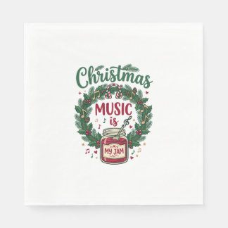 Christmas Music Is Jam Jar Pine Wreath Headphones Napkin