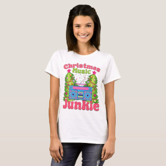 Christmas Music Junkie 80's Retro Cassette Player  T-Shirt