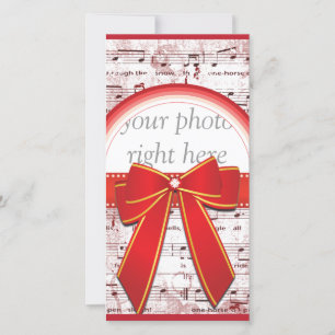 Christmas music note with red ribbon photo card