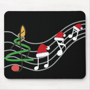 Christmas Music Notes Santa Hat Treble Clef  Mouse Pad
