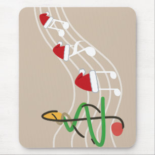 Christmas Music Notes Santa Hat Treble Clef  Mouse Pad