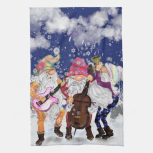 Christmas Musical Gnomes Kitchen Towel