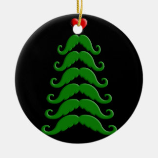 Christmas Mustache Tree Ceramic Ornament