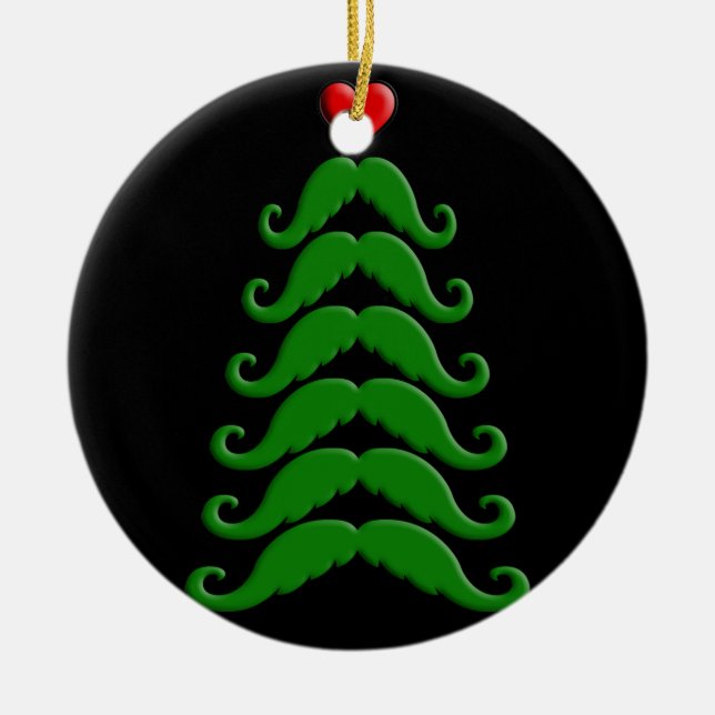 Christmas Mustache Tree Ceramic Ornament (Front)