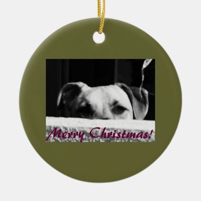 Christmas Mutt Ceramic Ornament (Front)