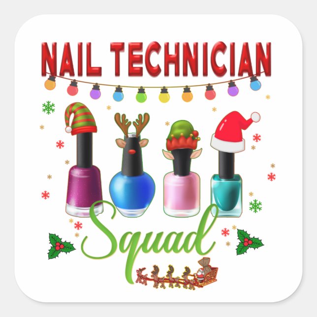 Christmas Nail Technician Xmas Salon Owners  Square Sticker (Front)