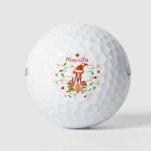 Christmas Name Monogram Custom Gingerbread Red Golf Balls