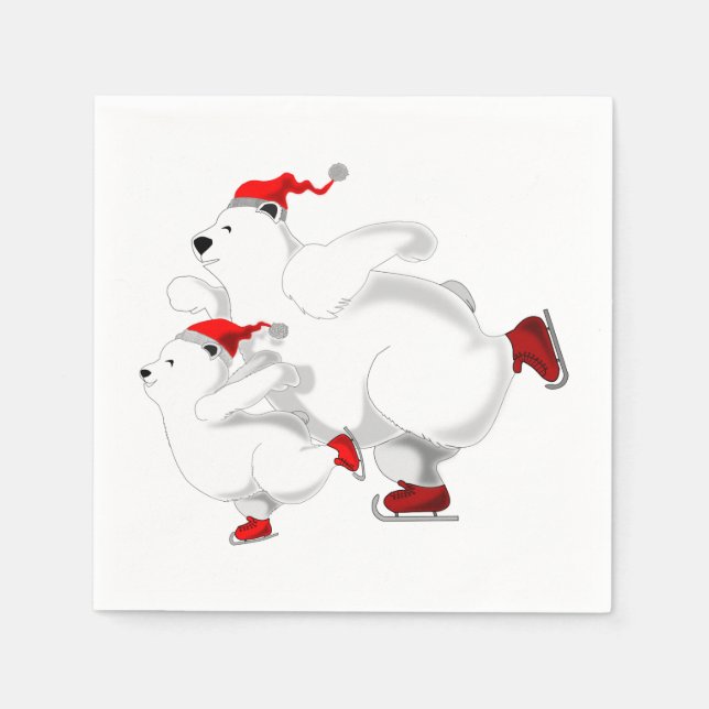 Christmas Napkins with Happy Bear Family (Front)