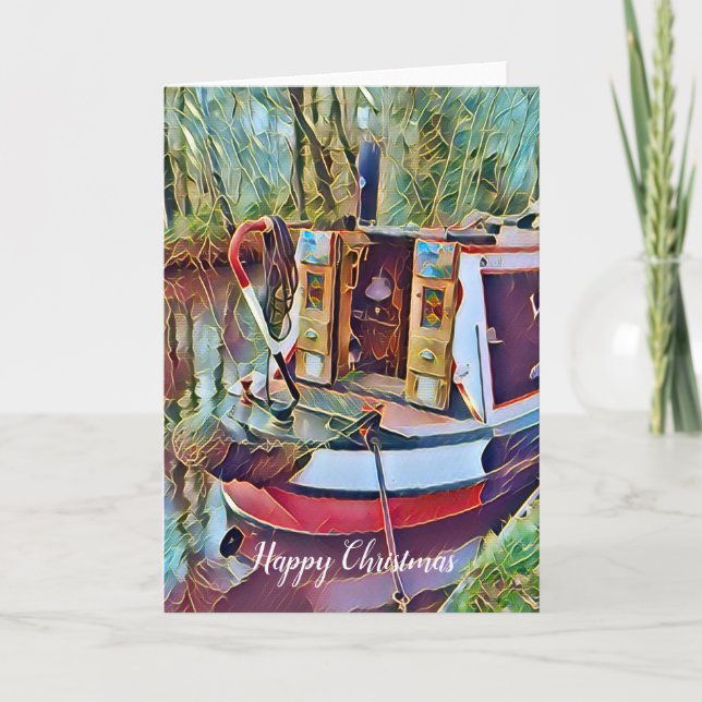 CHRISTMAS NARROWBOATS   CARD (Front)