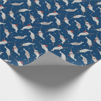 Christmas Narwhal navy Wrapping Paper