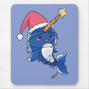 Christmas Narwhale Mouse Pad