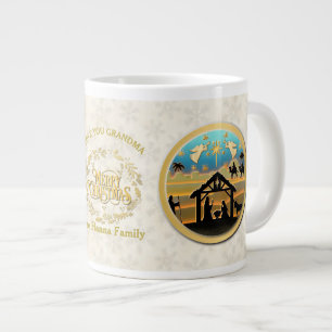 Christmas Nativity and Love You Grandma Large Coffee Mug
