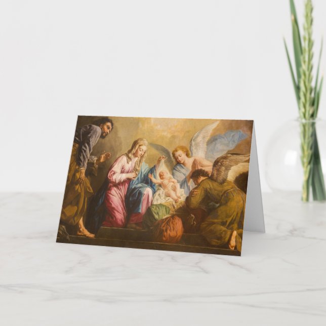 Christmas Nativity Angels Holy Family Virgin Mary Card (Front)