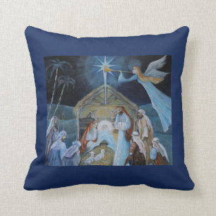 Christmas Nativity Angle Trumpeting Birth of Jesus Throw Pillow