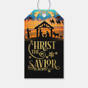 "Christmas Nativity Baby Jesus in Manger Gift Tags
