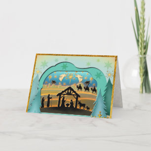 Christmas Nativity Baby Jesus in Manger Scene Holiday Card
