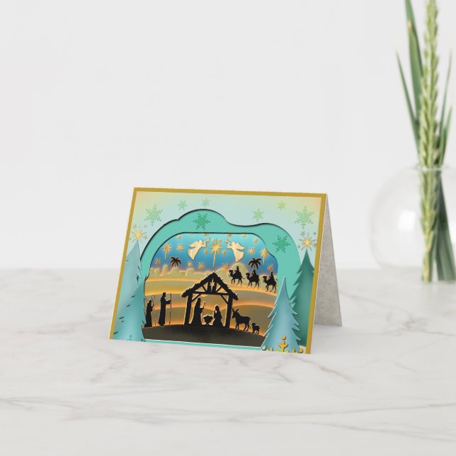 Christmas Nativity Baby Jesus in Manger Scene Holiday Card (Front)