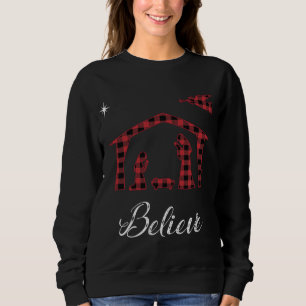 Christmas Nativity Believe Jesus Birth Buffalo Pla Sweatshirt