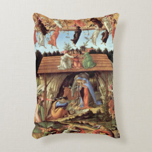 Christmas Nativity, Birth of Christ by Botticelli Accent Pillow