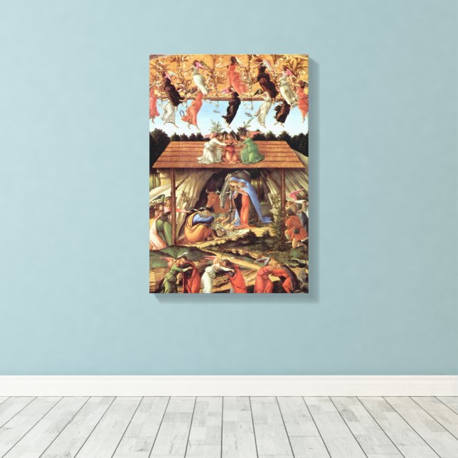 Christmas Nativity, Birth of Christ by Botticelli Canvas Print (Insitu(Wood Floor))