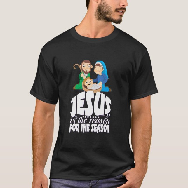 Christmas Nativity Birth of Jesus Christ T-Shirt (Front)